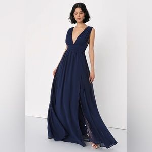 Lulu’s Heavenly Hues Navy Blue Maxi Dress NWT